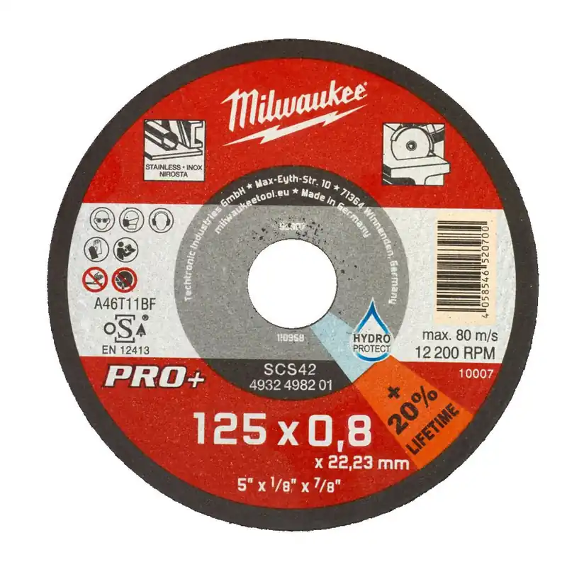 Disco da taglio PRO+ Sottile SCS 42 125x0,8x22 mm - Milwaukee Tijdelijk Beschikbaar