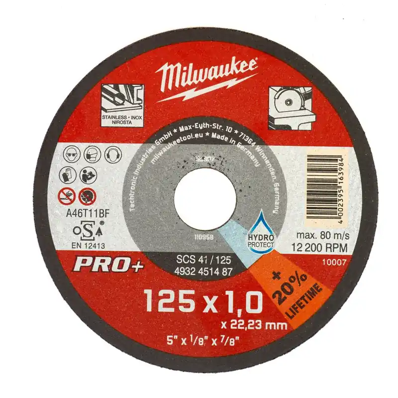 Disco da taglio PRO+ Sottile SCS 41 125x1x22 mm - Milwaukee Shop Nu