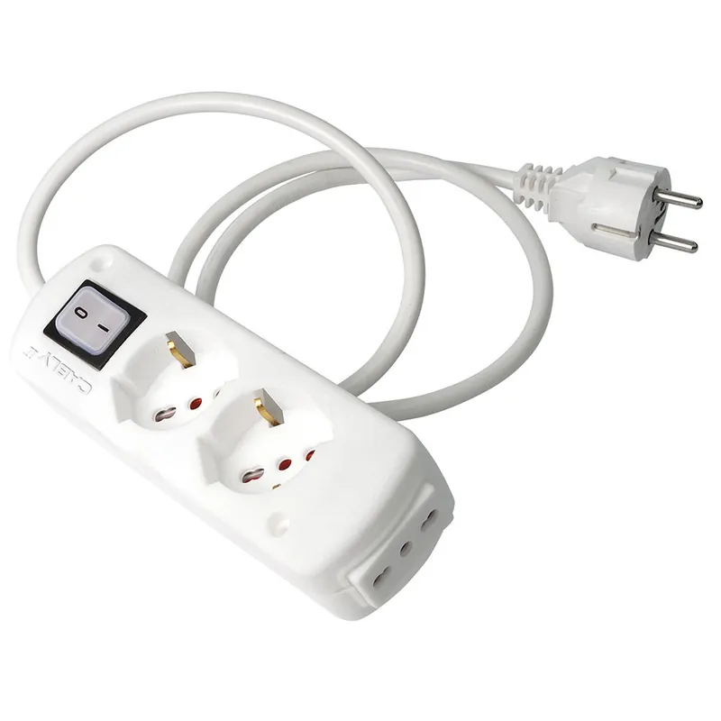 Nu Kopen Presa Multipla Bianca CABLY II 2+1 prese con interruttore e spina Schuko - Le Prolunghe
