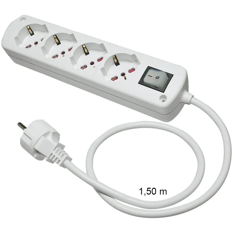 Koop Online Presa Multipla Bianca CABLY 4 prese con interruttore e spina Schuko - Le Prolunghe