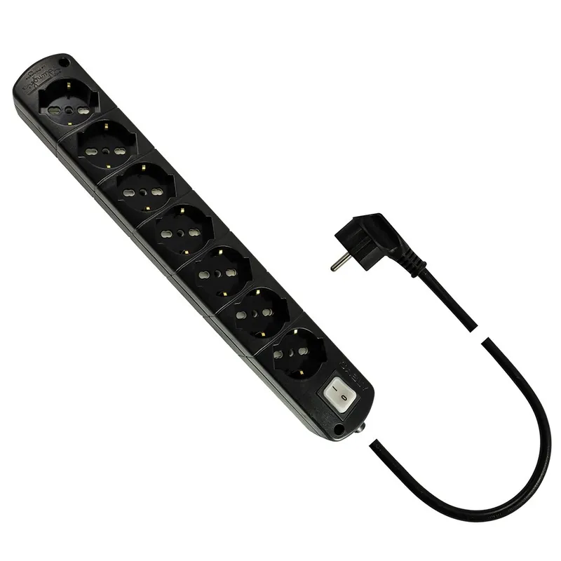 Favoriet Presa Multipla Nera CABLY 7 prese con interruttore e spina Schuko 90° - Le Prolunghe