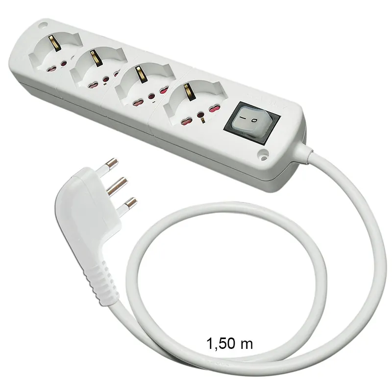 Hete Deal Presa Multipla Bianca CABLY 4 prese con interruttore e spina 90° 16A - Le Prolunghe