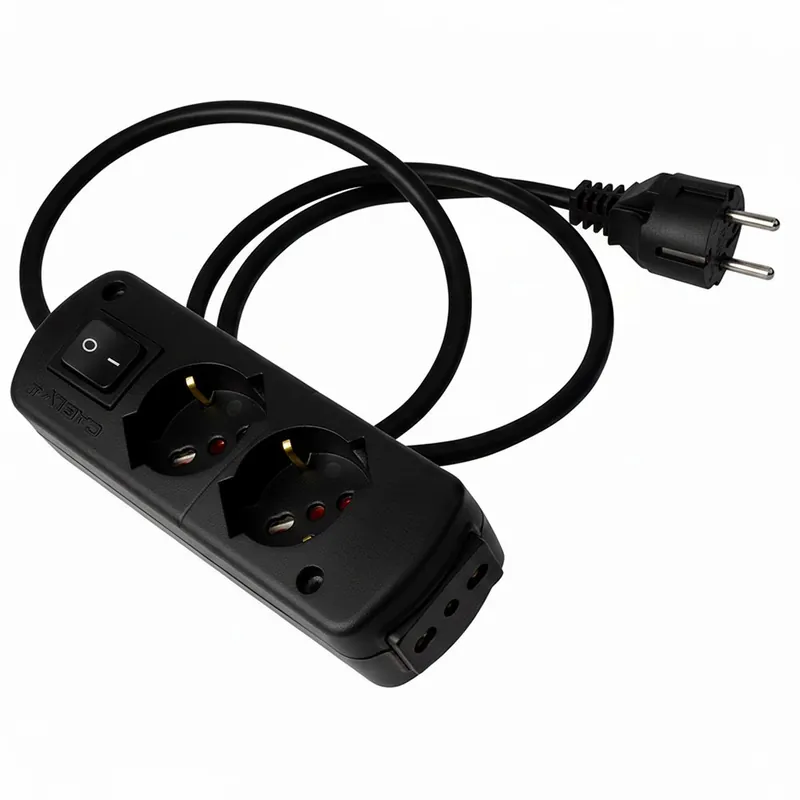 Presa Multipla Nera CABLY II 2+1 prese con interruttore e spina Schuko - Le Prolunghe Shop Nu