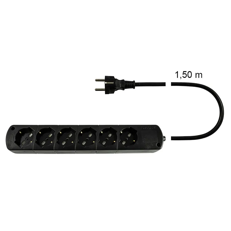 Presa Multipla Nera CABLY 6 prese e spina Schuko - Le Prolunghe Nieuw