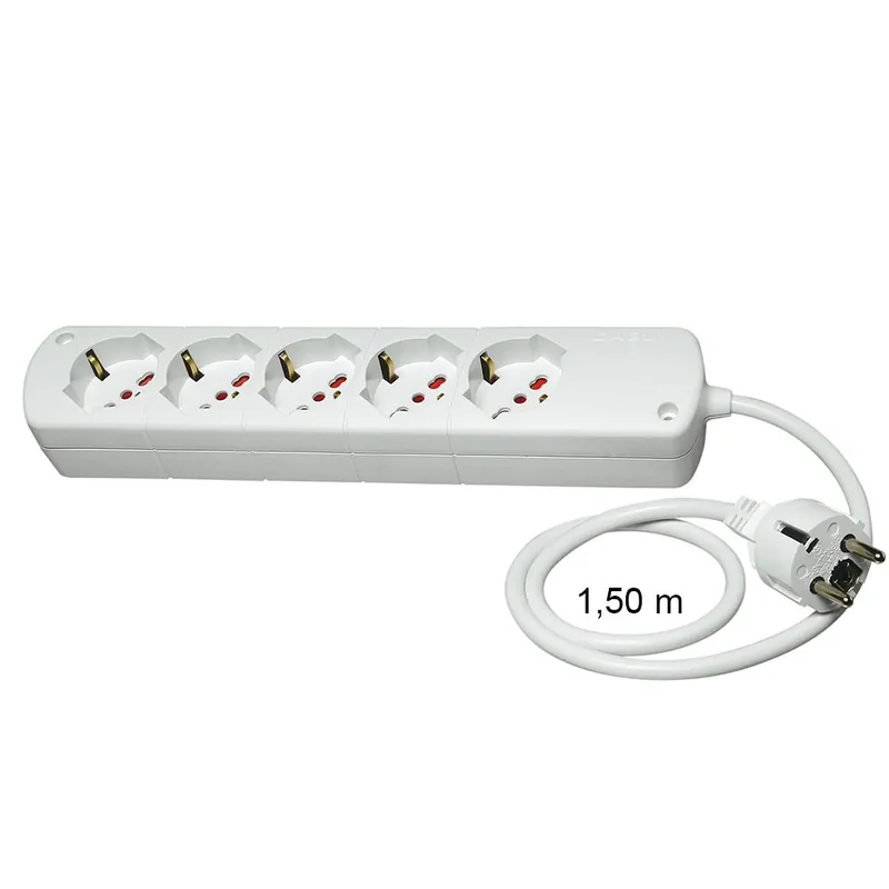 Beperkte Voorraad Presa Multipla Bianca CABLY 5 prese e spina Schuko - Le Prolunghe