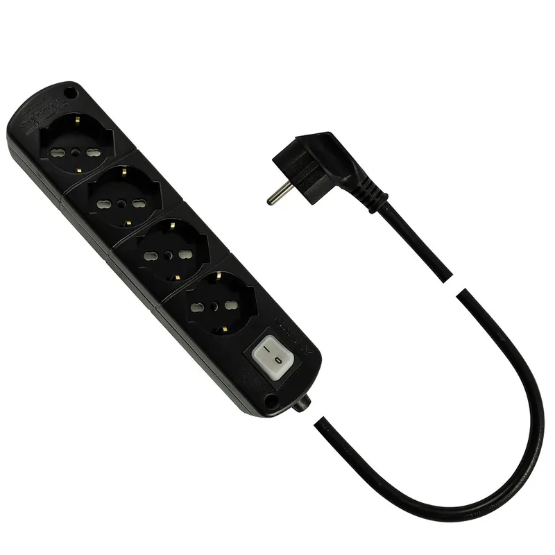 Alleen Vandaag Presa Multipla Nera CABLY 4 prese con interruttore e spina Schuko 90° - Le Prolunghe