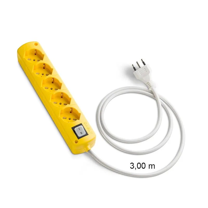 Aanbieding Presa Multipla CABLY COLOR Giallo 5 prese, cavo lineare 3m e spina 16A - Le Prolunghe