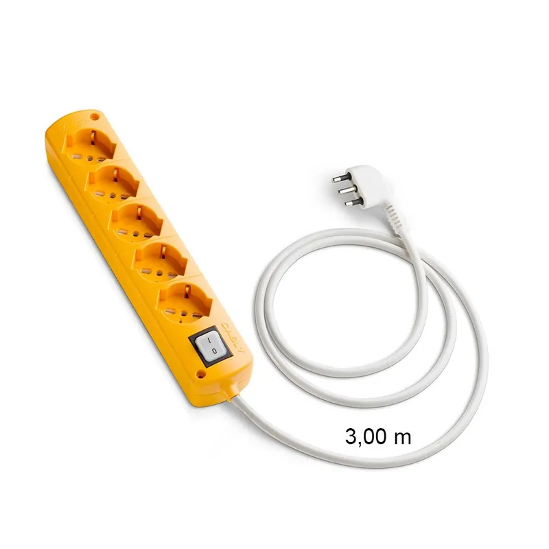 Presa Multipla CABLY COLOR Arancio 5 prese, cavo lineare 3m e spina 90° 16A - Le Prolunghe Betaalbaar