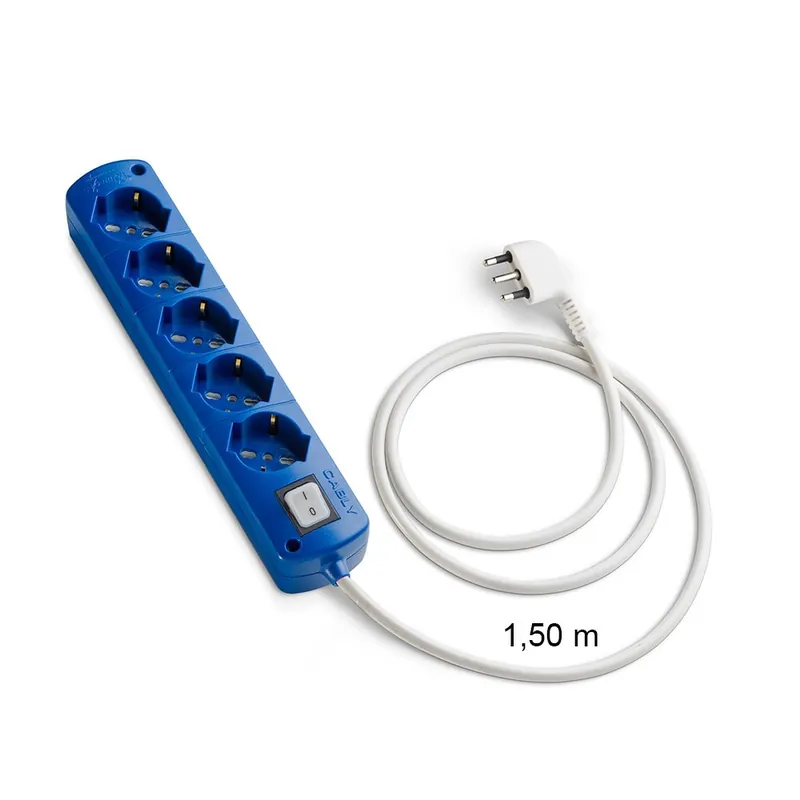 Presa Multipla CABLY COLOR Blu 5 prese, cavo lineare e spina 90° 16A - Le Prolunghe Express Levering