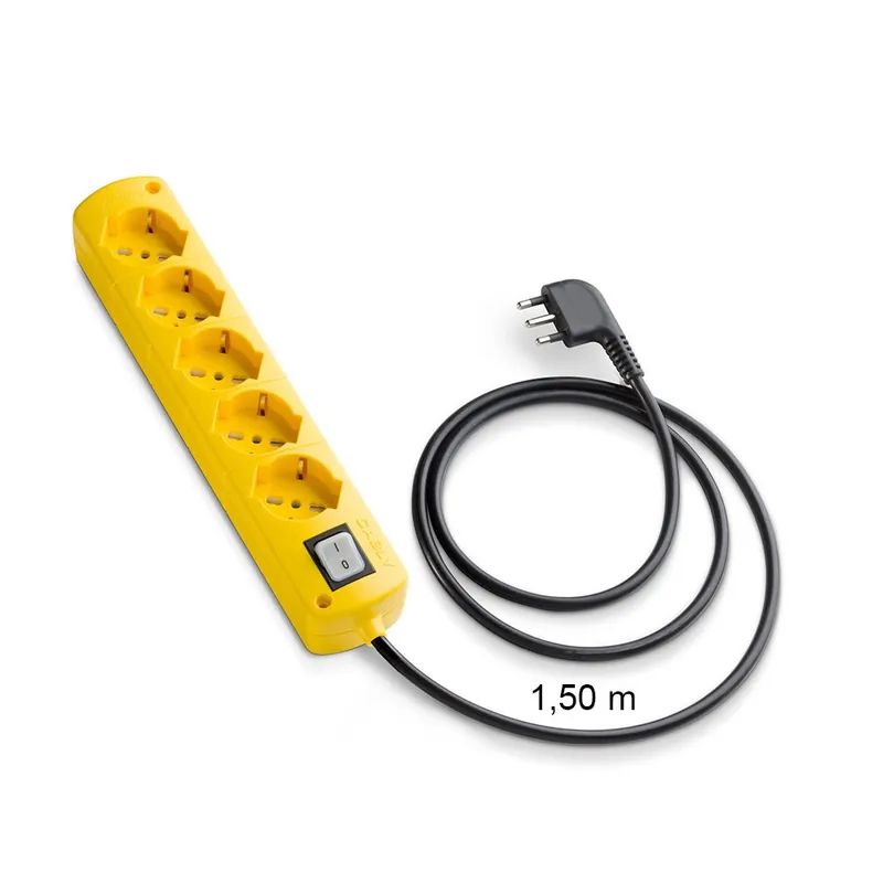 Meest Verkocht Presa Multipla CABLY COLOR Giallo 5 prese, cavo lineare nero e spina 90° 16A - Le Prolunghe