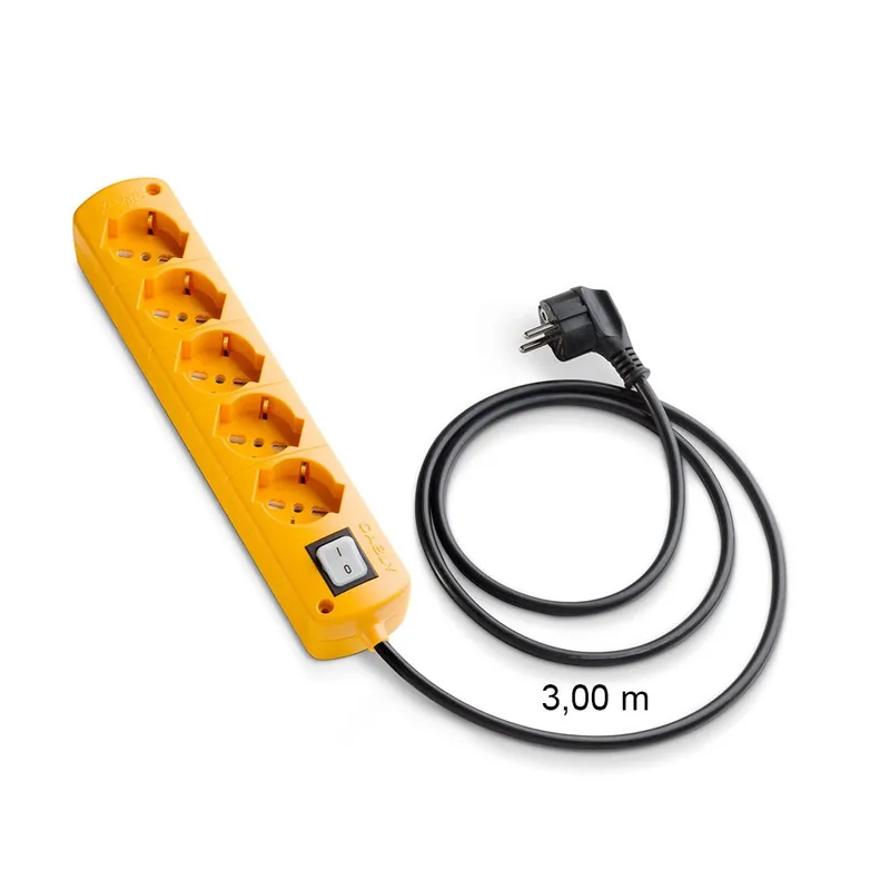 Fabrieksprijs Presa Multipla CABLY COLOR Arancio 5 prese, cavo lineare nero 3m e spina Schuko 90° - Le Prolunghe
