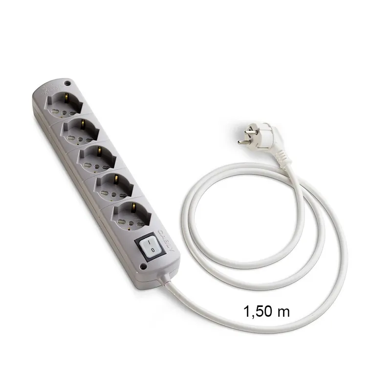 Presa Multipla CABLY COLOR Grigio 5 prese, cavo lineare e spina Schuko 90° - Le Prolunghe Lage Prijs