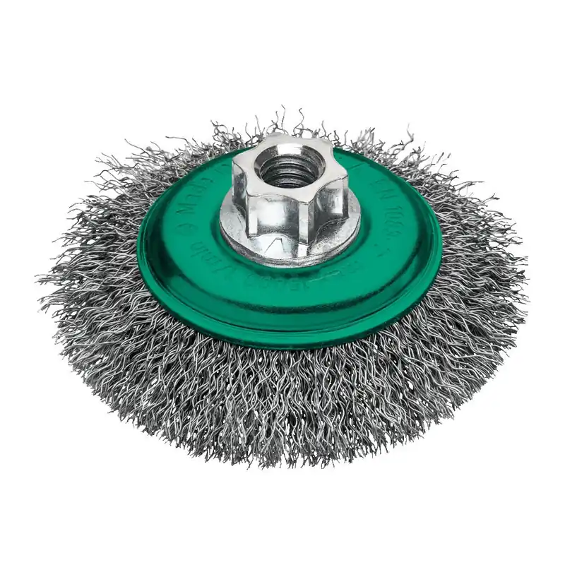 Spazzola conica M14 100x10mm Milwaukee a filo ondulato in acciaio inox Rechtstreeks Van De Fabrikant