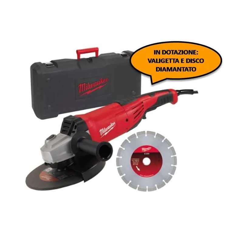 MILWAUKEE Elettroutensili Smerigliatrice angolare disco 230mm milwaukee ag22-230 d-set 2200w con valigetta e disco diamantato co.4933440292 Voordeelprijs