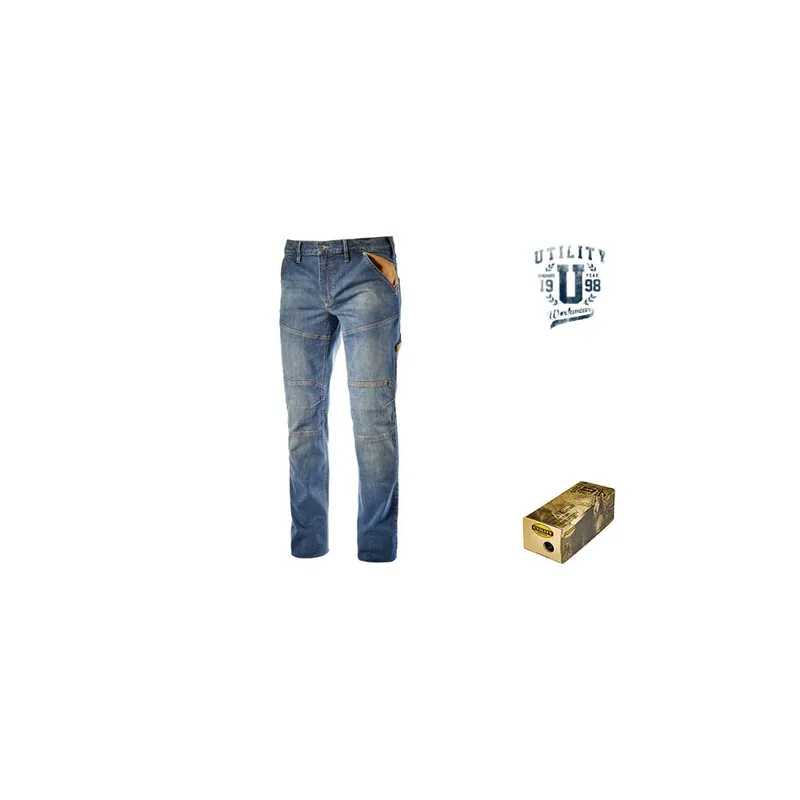 Diadora Pantalone jeans stone plus diadora utility art 170752 dirty washing elasticizzato 5 tasche con portametro Gratis Retour