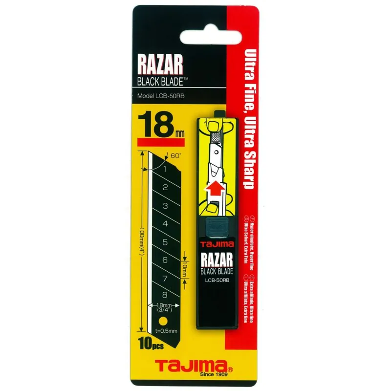 Lage Kosten Tajima Since Lama tajima nera al carbonio art. lcb-50rb per cutter tipo medio mm 18 conf.da 10 lame