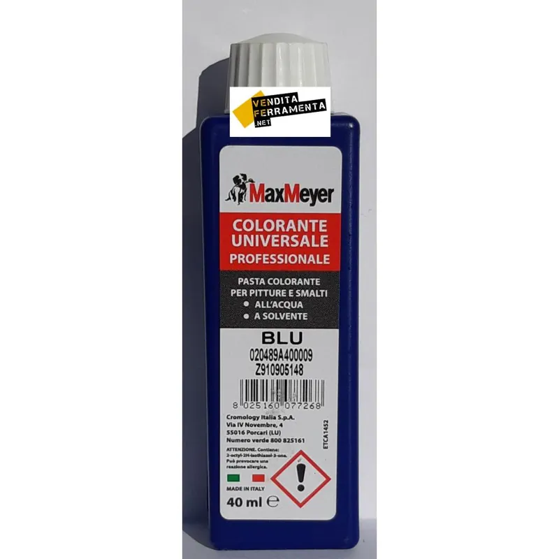Bestel Nu MaxMeyer il Colorificio Italiano Smalti e Vernici Maxmeyer pasta colorante universale professionale colore blu 40ml