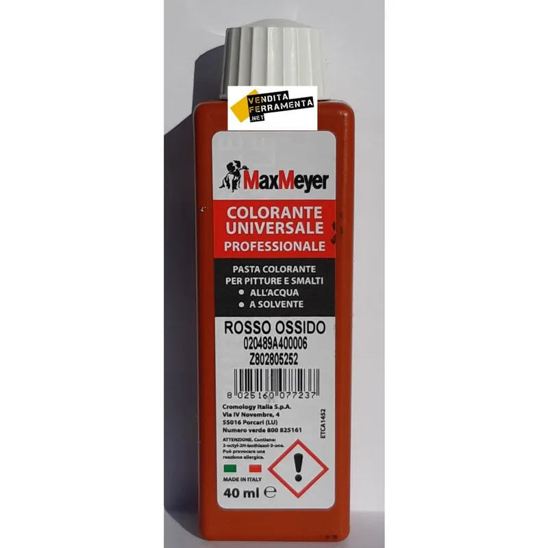 Weekendaanbieding MaxMeyer il Colorificio Italiano Smalti e Vernici Maxmeyer pasta colorante universale professionale colore rosso ossido 40ml