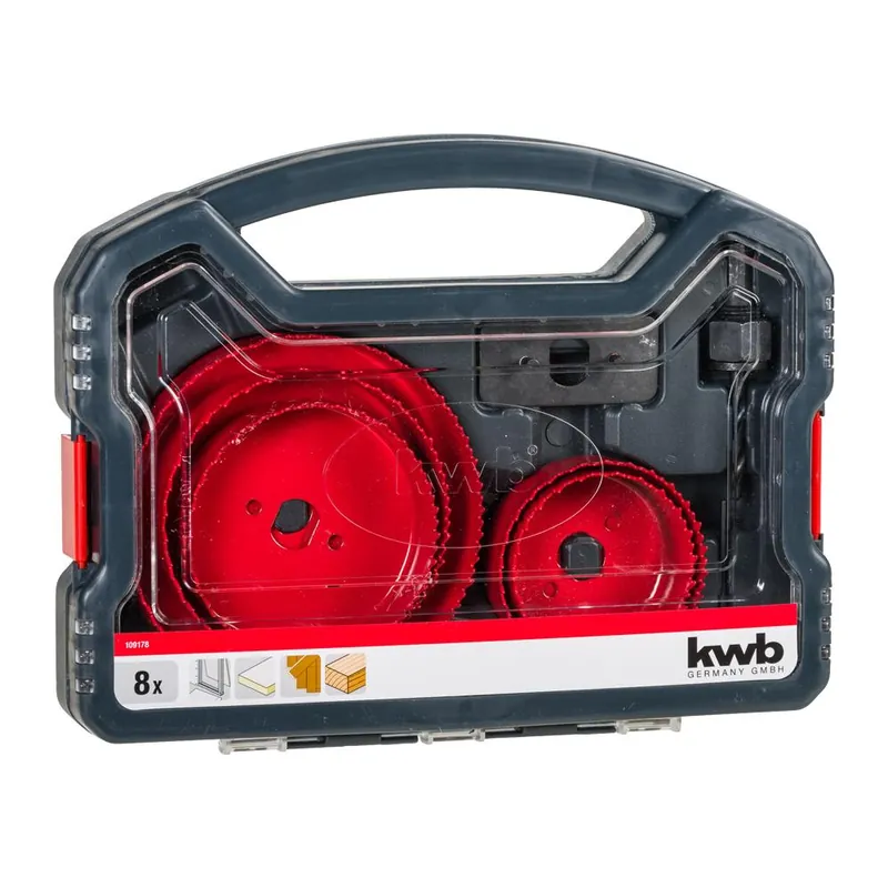 Fabrieksprijs KWB Utensili Gruppo Einhell Seghe a tazza set 5 frese hss kwb in valigetta con accessori cod.109178