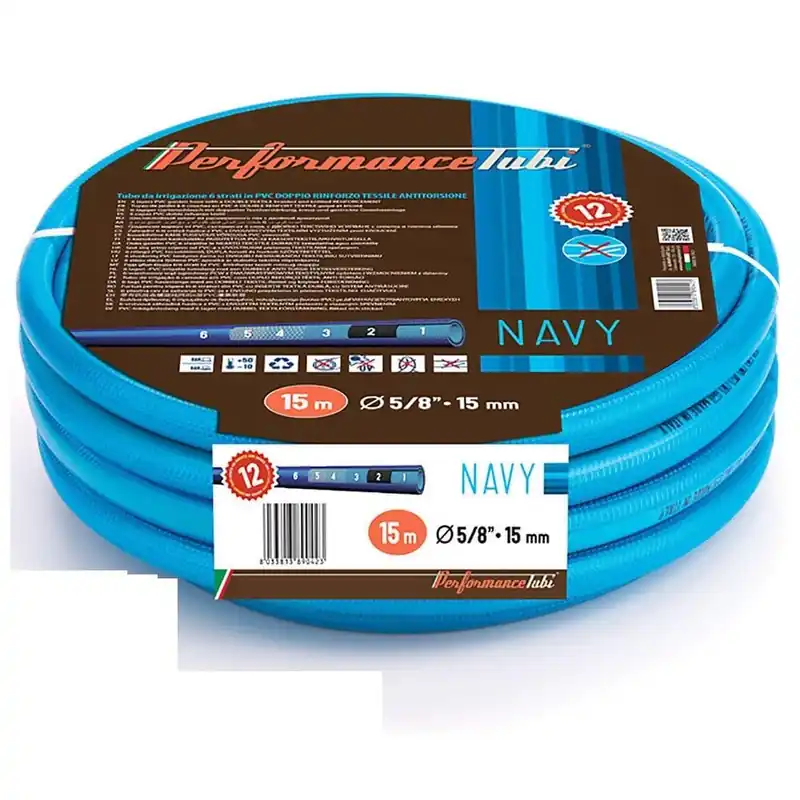 Direct Verzonden Alma Plast tubi flessibili per industria e giardinaggio PerformanceTubi Tubo retinato blu per nautica almaplast navy a 6 strati antitorsione ø 5/8