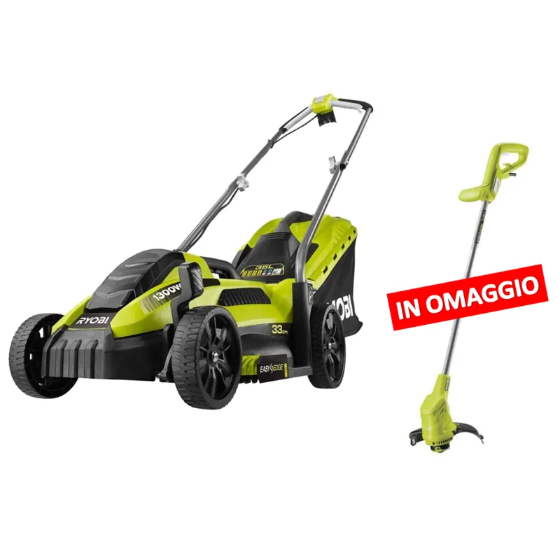 Rechtstreeks Van De Fabrikant RYOBI Promo ryobi rasaerba elettrico 1300w, taglio 33cm + tagliabordi 350w in omaggio