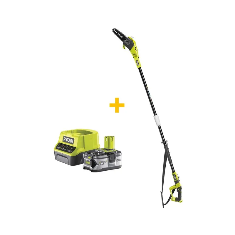 RYOBI Potatore telescopico a batteria 18v ryobi lama 20cm, svettatoio estensibile opp1820 + kit energia 4.0 ah 5133001250 + 5133003360 Flitsaanbieding