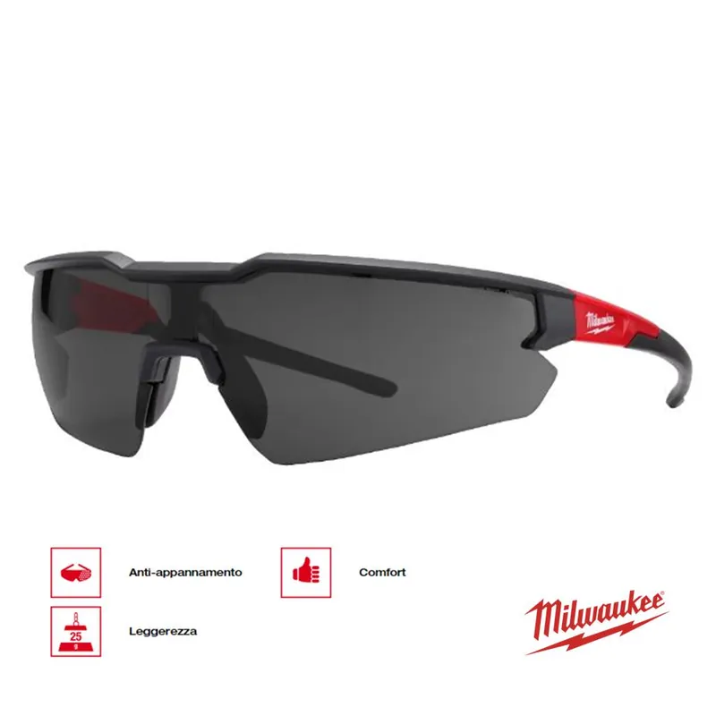 MILWAUKEE Elettroutensili Occhiali di sicurezza lenti scure milwaukee anti appannamento e anti graffio cod.4932478764 Alleen Vandaag