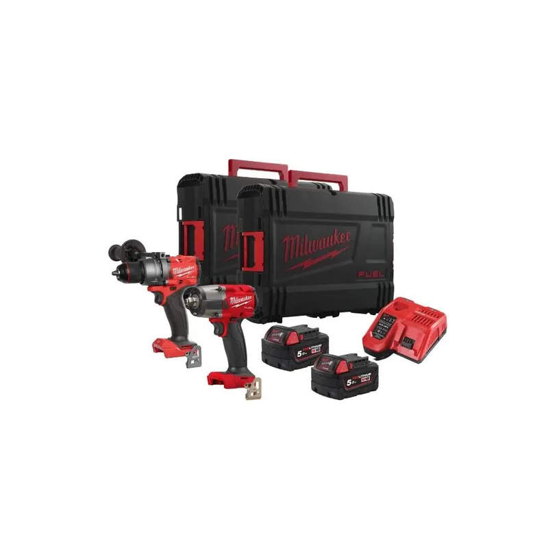 Aanbieding MILWAUKEE Elettroutensili Kit 2 utensili 18v milwaukee m18 fpp2f3-502x con trapano a percussione m18 fpd3 + avvitatore ad impulsi m18 fmtiw2f12 + 2 batterie 5.0 ah + caricabatterie + 2 valigette cod.4933492518