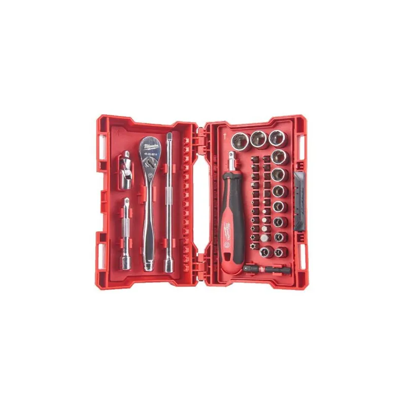 MILWAUKEE Elettroutensili Serie bussole con cricchetto e inserti bit att.1/4” set 38 pezzi milwaukee in box cod.4932479096 Bestel Nu