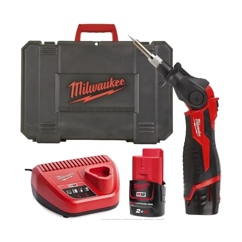 MILWAUKEE Elettroutensili Saldatore a batteria milwaukee m12 si-201c saldatore compatto con batteria 12v 2.0ah cod.4933459761 Alleen Vandaag