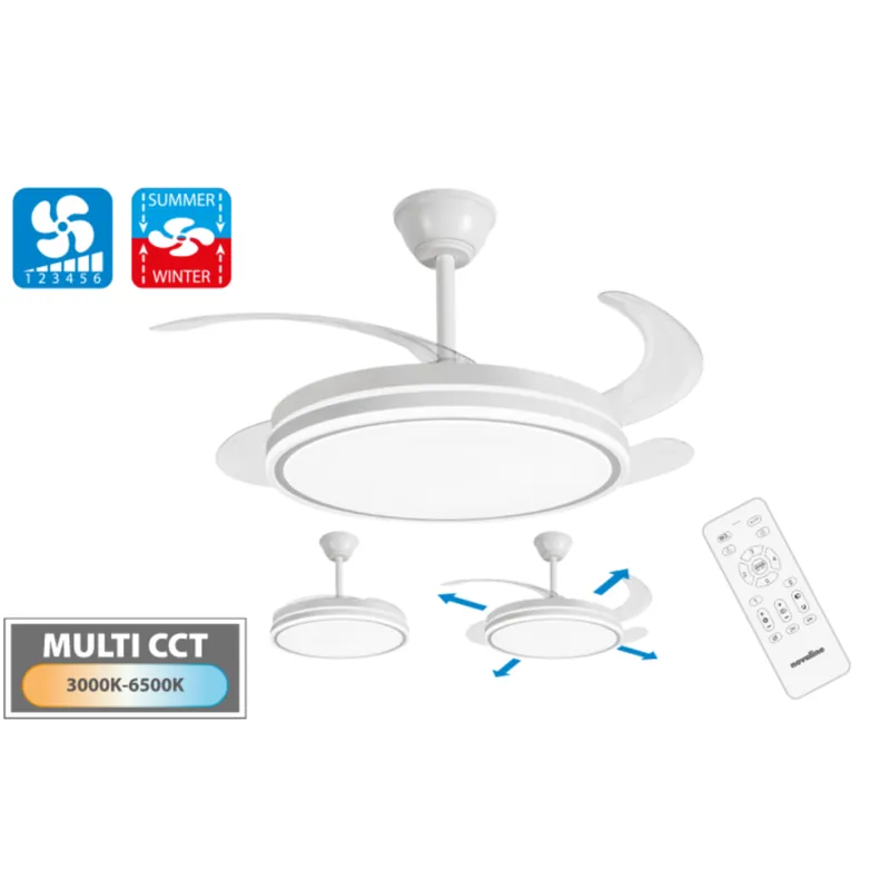Shop Nu NovaLine Materiale elettrico Ventilatore da soffitto con luce led integrata e pale retrattili e telecomando aeralis novaline pvh500pr