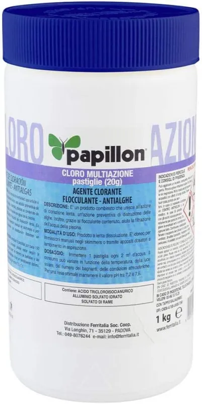 Shop Nu "CLORO PISCINA PASTIGLIE 1KG ""MULTIAZIONE"" 20GR. PAPILLON"