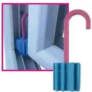 Seizoensaanbieding AMMORTIZZATORE PER PORTE E FINESTRE GUMMY BLOCK PZ.1, si applica alle cerniere con l‘apposito gancio. Evita la chiusura accidentale causata dalle correnti d‘aria.