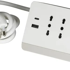 Voordeelprijs BTICINO Ciabatta Multipresa Elettrica 5 Posti, 2 Prese USB 3A, 1 Polivalente