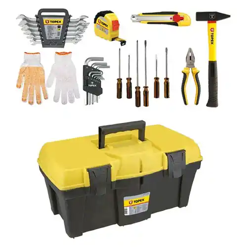 CASSETTA PORTA ATTREZZI COMPLETA cm 38 x 17 x h 17 - 26 pezzi totali Beperkte Voorraad