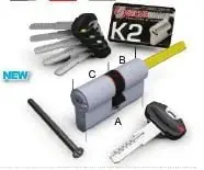 Beste Prijs Cilindro K2 10 Perni Codolo-chiave Cromo Satinato 30-30-1+5chiavi 0CK2