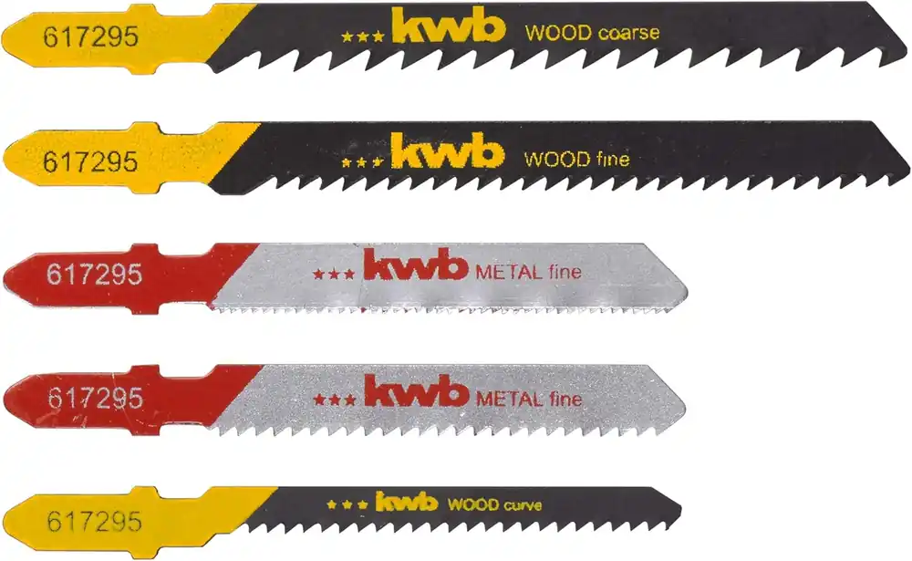 kwb 617295 - Set di 5 lame per sega HSS e HCS, per tagli in legno e tagli sottili in metallo con codolo a T S-20 Actieprijs