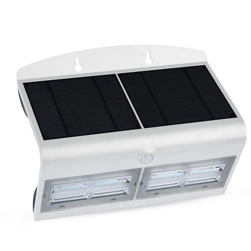 LAMPADA DA MURO LED 7 W CON PANNELLO SOLARE E SENSORE COLORE BIANCO - SKU 7523 Laatste Versie