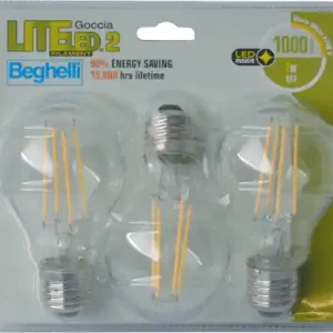 LAMPADA LED FILAMENTO BEGHELLI CF.3PZ GOCCIA E27 7W L.CALDA Direct Beschikbaar