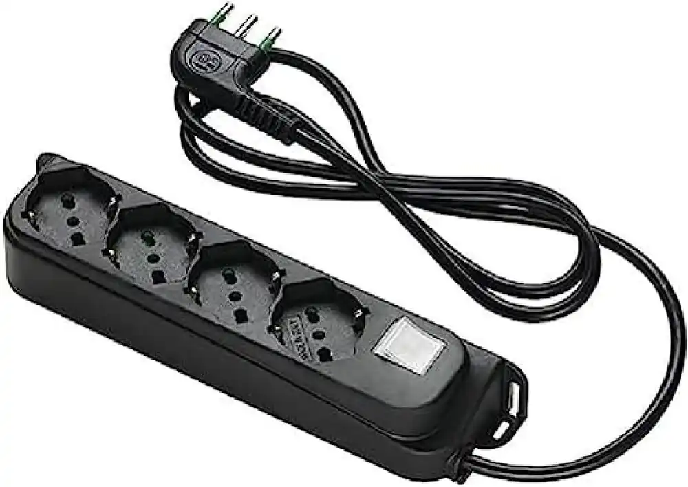 MULTIPRESA CON INTERRUTTORE 4 uscite / spina 2P+T 16A - NERA Must-Have