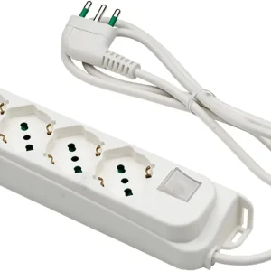 Flitsaanbieding Multipresa OMEGA cavo 3 metri con 4 prese bipasso schuko spina a squadra grande italiana 16A
