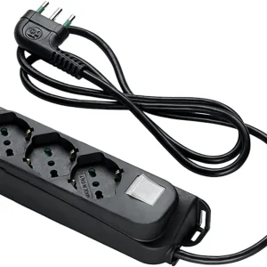 Multipresa OMEGA ciabatta nera 3 prese bipasso 16A - cavo 1,5 m. Beperkt Aanbod