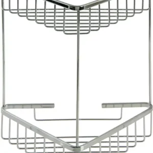 PORTAOGGETTI BAGNO ANGOLARE DOPPIO ACCIAIO INOX CROMATO 20X20X35CMMAURER Beperkte Voorraad