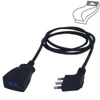 Gecertificeerd PROLUNGA LINEARE 10A 90° CAVO H05V V-F 3X0,75 MM L=5M NERA IMQ