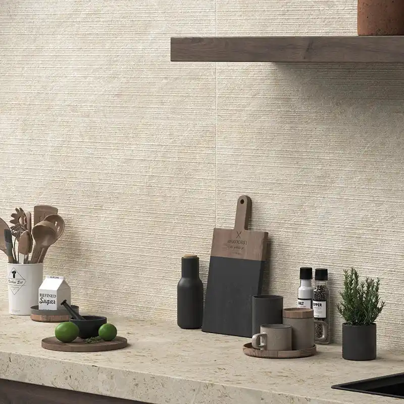 Voordeelprijs Dolomia Groove Ivory - Gres Effetto Pietra Rigata 60x120 Rettificato