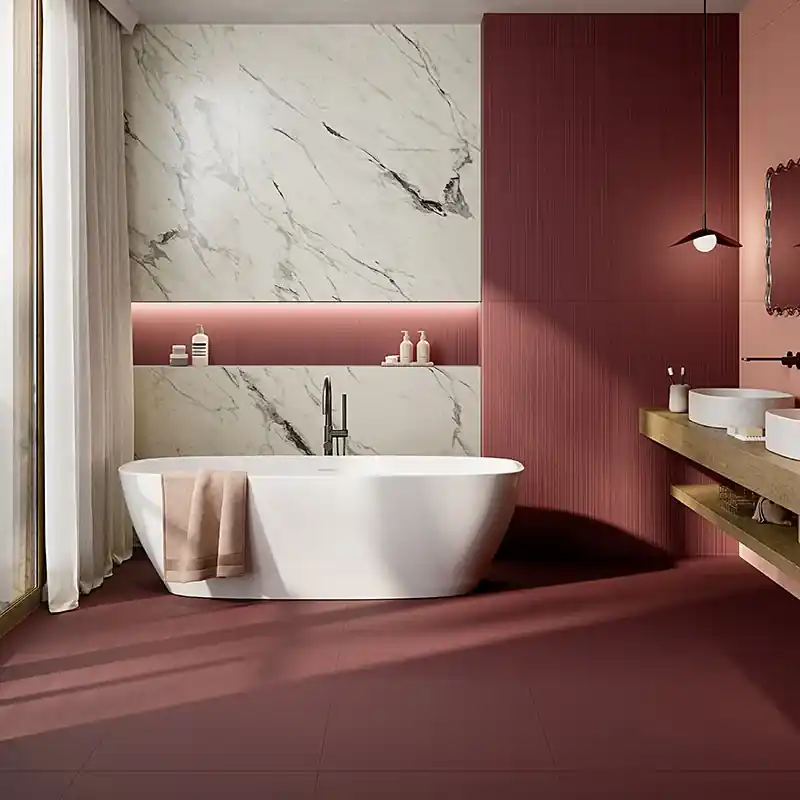 Hete Deal Pastel X Burgundy - Gres Effetto Resina Opaco 60x120 Rettificato