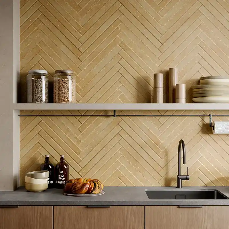 Mixture Ochre - Gres Effetto Mattoncino e Graniglia 5x45 Beperkte Voorraad
