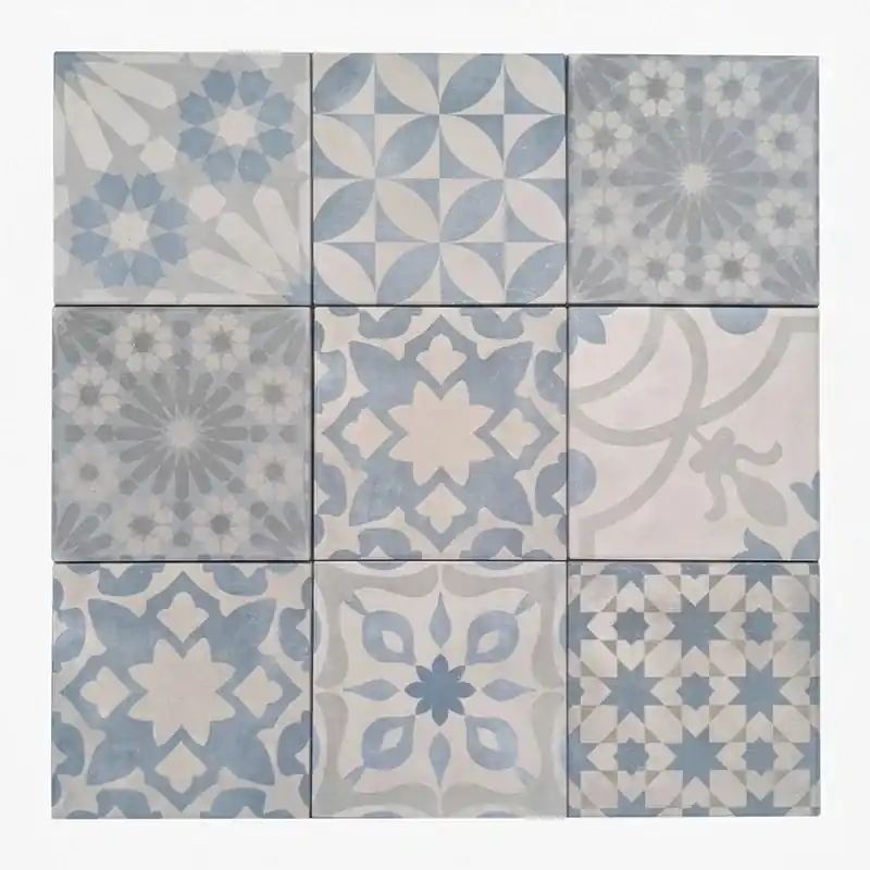 Stock Piastrelle Decorate Cementine Pavimento e Rivestimento - Patchwork Azzurro Gres Porcellanato 21x21 SOTTOSCELTA Hete Deal