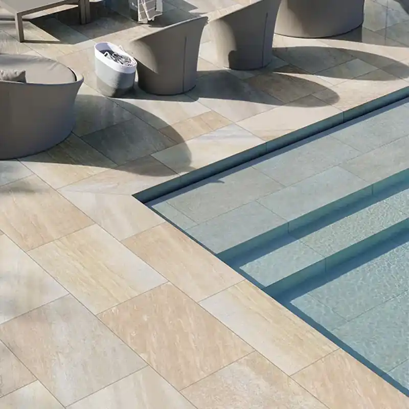 Midlake Quartzbeige R11 - Gres effetto pietra naturale per esterni Antiscivolo 22x45 Goedkoop