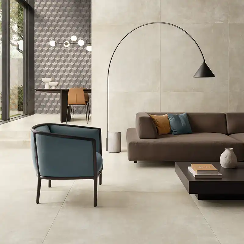 Noord Ivory - Gres effetto cemento industriale 80x80 rettificato Laatste Versie